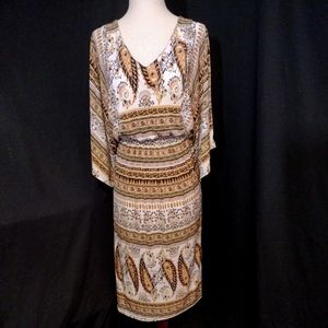 Mlle Gabrielle Plus-Size White Dress With Floral and Paisley Print Size 1X